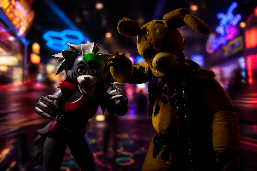 FNAF characters at Arcade Time promotional event artwork.